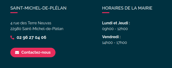 téléphone et horaires de la mairie