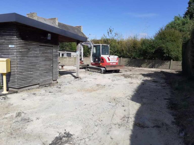 photo montrant le parking en travaux